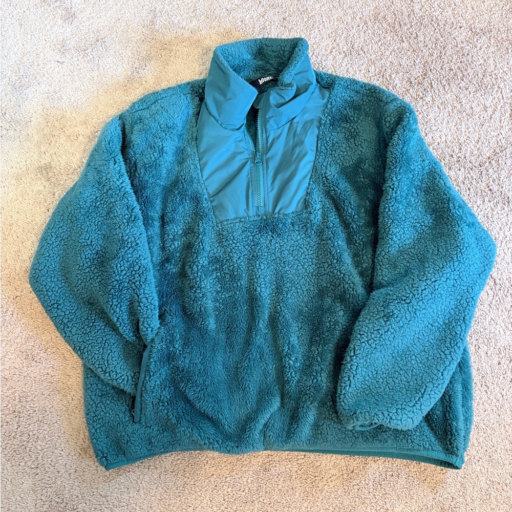 Lands' End Teal Sherpa Quarter Zip